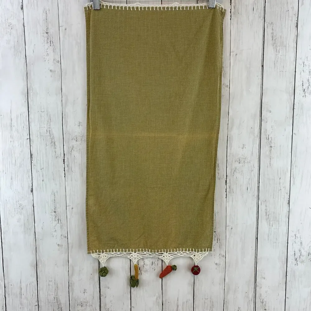 VTG 3d Crocheted Veggie & Fruit Green Edge Kitchen Hand Tea Towels - Picture 4 of 10